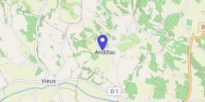 Carte OpenStreetMap — 2 place Eugénie de Guerin, Andillac
