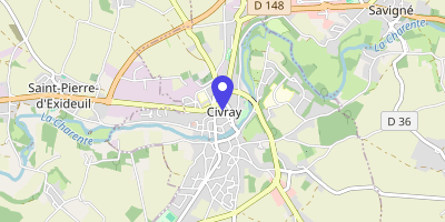 Carte OpenStreetMap — 12 place du Général-de-Gaulle, Civray