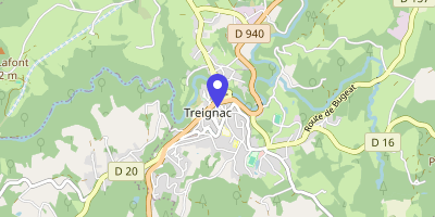 Carte OpenStreetMap — 1 place de la Halle, Treignac