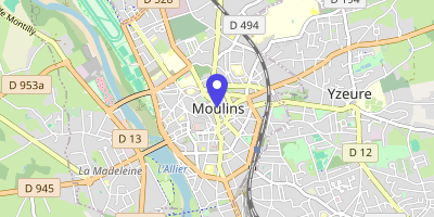 Carte OpenStreetMap — 12 place de l'Hôtel-de-Ville, Moulins