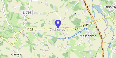 Carte OpenStreetMap — 2 place de l'Église, Castagnac