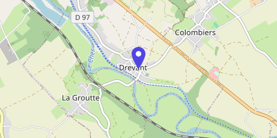 Carte OpenStreetMap — 2 place de l'Église, Drevant
