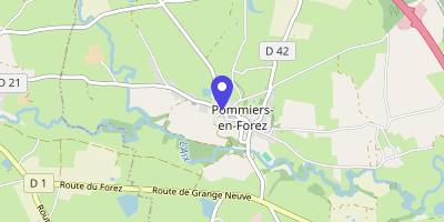 Carte OpenStreetMap — 1 place de la Mairie, Pommiers-en-Forez