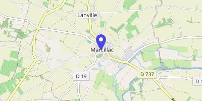 Carte OpenStreetMap — 1 place de la Mairie, Marcillac-Lanville